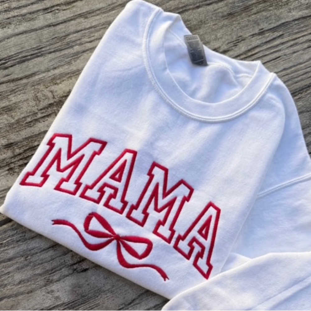 Custom Mama Bow White Sweatshirt - Picture 2 of 2